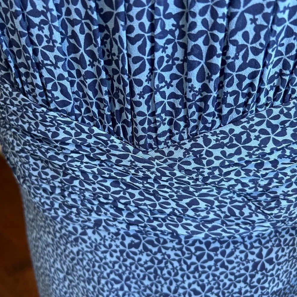 Talbots Blue Silk Pleated Maxi dress - Picture 3 of 9